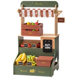 Mercado Educativo de Brinquedo ROBUD com Luzes Supermercado para Crianças Feira Interativa de Madeira Presente para Meninos e Meninas