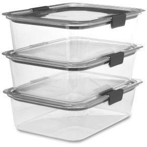 Potes Herméticos para Alimentos 2.3 L Retangular 3 Unidades RUBBERMAID 2046927 Preto