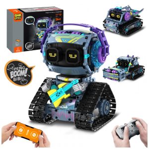 Kit Robótico QHECTTY RC STEM 3 em 1 rock robot caminhão e rolo compressor com controle APP e controle remoto