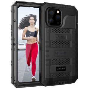 Capa para Iphone 13 Pro Max com Protetor de Tela Embutido e à Prova dÁgua Mitywah Preta