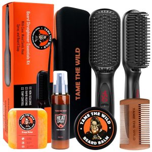 Kit para Barba Profissional Portátil com Cera e Pente 6 Itens TAME THE WILD MAKE YOUR BEARD BEHAVE Preto