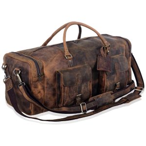 Bolsa de Viagem Masculina Clássica de Couro KOMALC Marrom