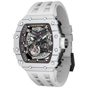 Relógio Masculino Automático Mecânico a Prova dÁgua 50M TSAR BOMBA Branco
