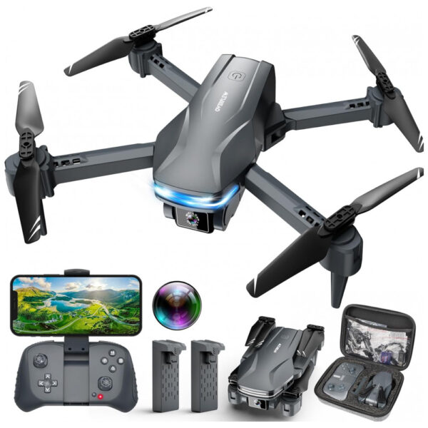 Drones com Câmera 1080P HD para Adultos - Drone Dobrável com Estojo de Transporte - Drones para Crianças com Decolagem e Pouso Fáceis, Velcase