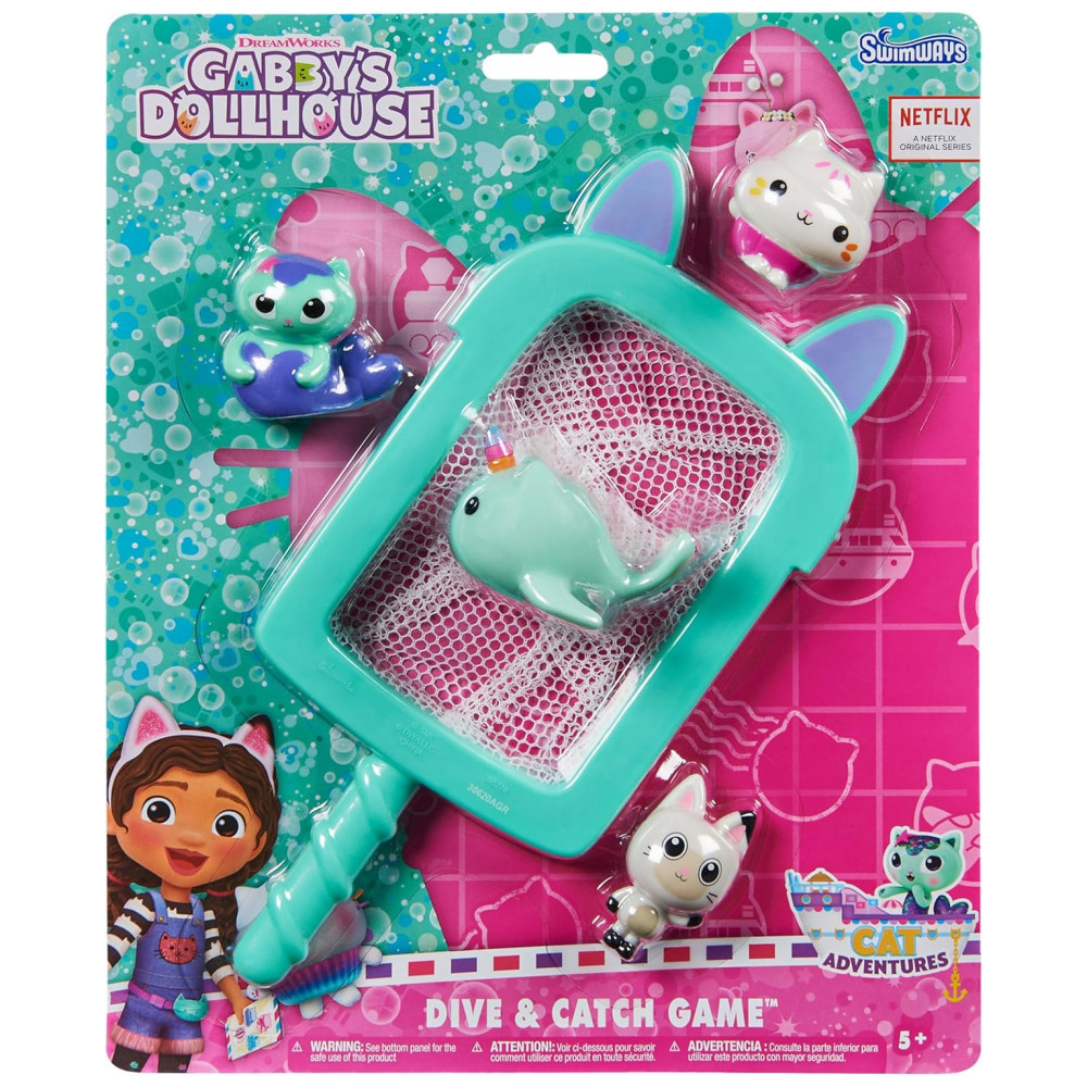 Divertido Jogo de Mergulho Swimways Gabbys Dollhouse Dive n Catch, Acessórios de Piscina para Crianças, Brinquedos Aquáticos para Festa na Piscina - Imagem 7