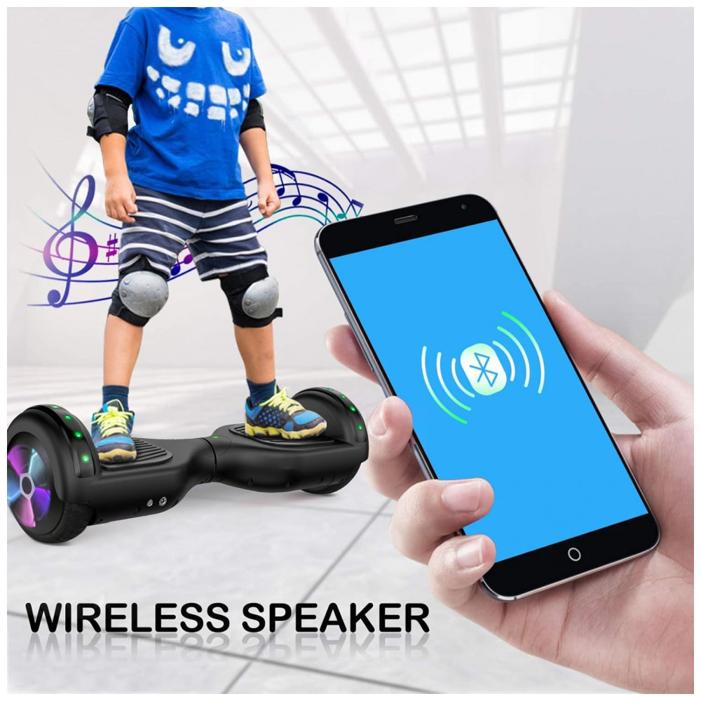 Hoverboard LIEAGLE 6,5" Preto com Bluetooth e Luzes LED para Crianças e Adultos - Imagem 6