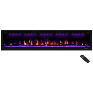 Lareira Elétrica de Embutir A43x187L com Controle Remoto e Temporizador 110V Masarflame Preta