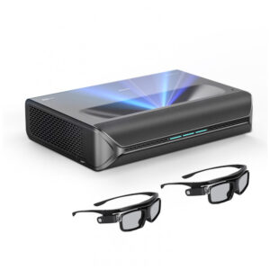 Projetor a laser ultracurto NexiGo Aurora Pro com óculos 3D 4K tri‑laser 2400 lúmen Dolby Vision Atmos Wi‑Fi Bluetooth 110V