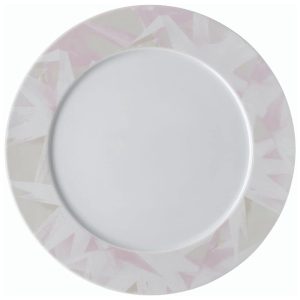 Prato para Jantar de 33 cm Elegância e Praticidade em Sua Mesa com Formato Redondo e Material de Porcelana Rosenthal Branco e Rosa