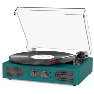 Toca-Discos de Vinil com Alto-falantes Integrados 3 Velocidades Controle de Agudos e Graves - DANFI AUDIO DF