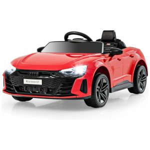Carro Elétrico Infantil Licenciado INFANS Audi RS e-tron GT 12V Controle Remoto para Pais Suspensão 4 Rodas LED Música USB Vermelho