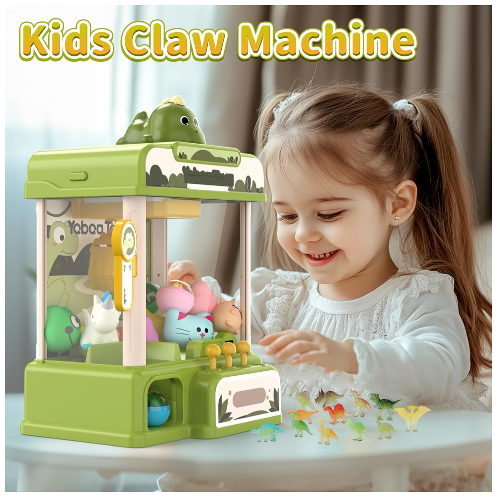 Skirfy Máquina de Garra Dinossauro Eletrônica para Crianças com 34 Brinquedos e Sons, Dispensador de Doces Verde - Imagem 6