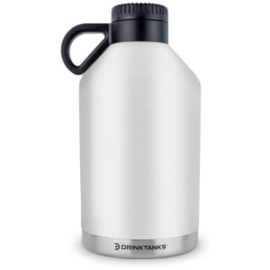 DrinkTanks Cooler Portátil para Garrafas de cerveja com Isolamento Duplo Aço Inox Branco
