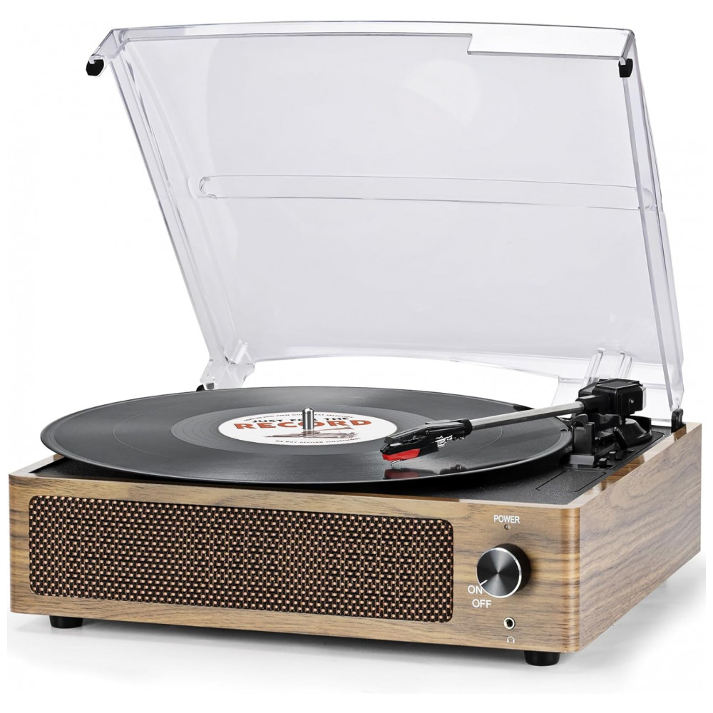 Toca Discos Retro 3 Velocidades com Alto Falantes e Entrada AUX Seasonlife Marrom Claro