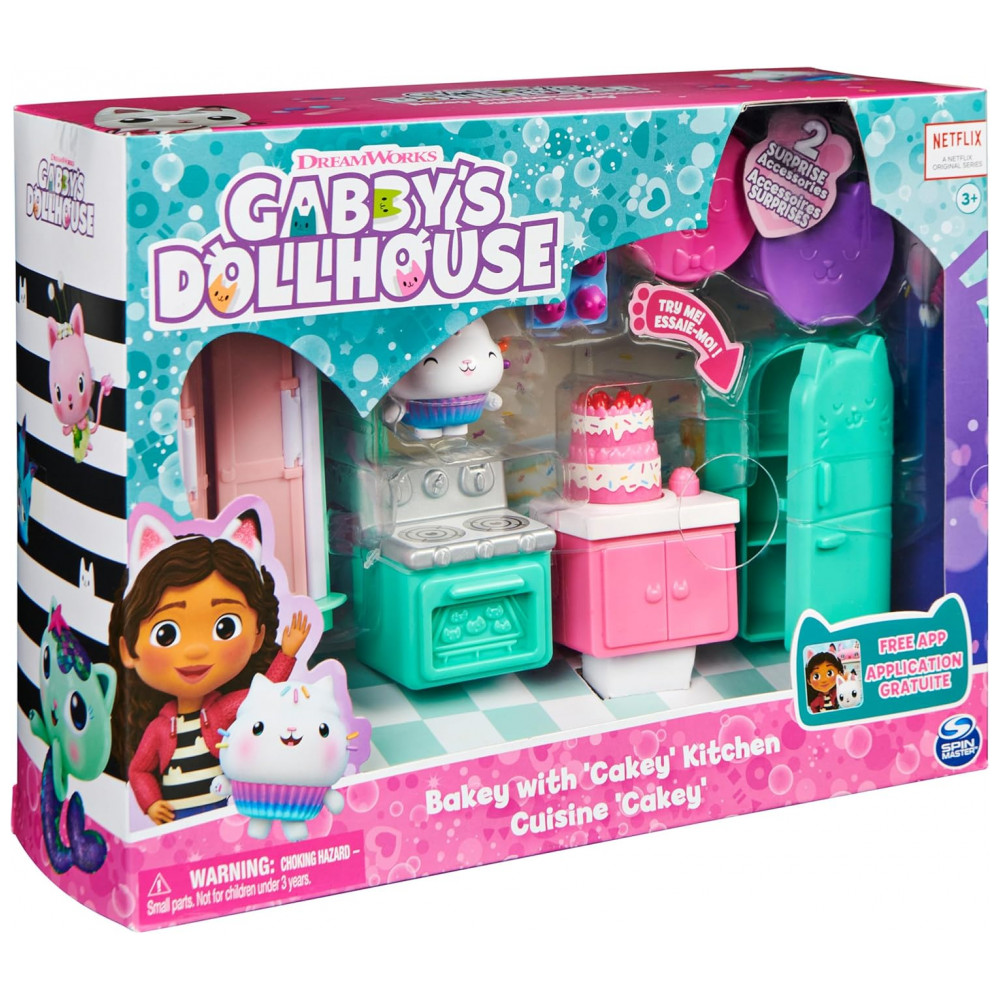 Cozinha do Bakey com Cakey da Casa de Bonecas da Gabby's Dollhouse, com Boneco e 3 Acessórios, 3 Móveis - Imagem 9