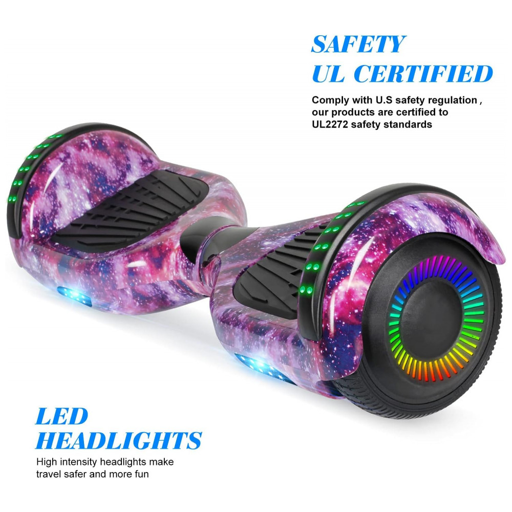 Hoverboard Self Balance FLYING-ANT 6,5" B03 Galaxy Purple com Alto-falante e Luzes de LED - Imagem 3