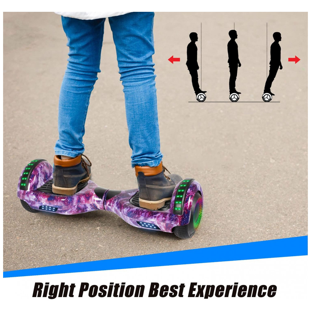 Hoverboard Self Balance FLYING-ANT 6,5" B03 Galaxy Purple com Alto-falante e Luzes de LED - Imagem 6