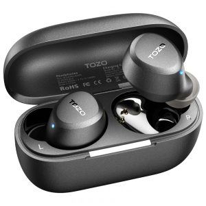 Mini Fones de Ouvido Bluetooth com Estojo de Carregamento e Resistência a Agua IPX5 TOZO A1 Preto