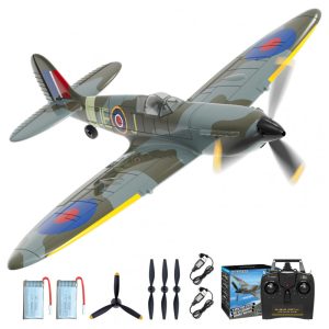 Avião de Controle Remoto 4 Canias com Sistema de Estabilização Xpilot e Acrobacias CKYSCHN Spitfire V2 RC Verde