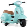 Moto Elétrica Infantil Vespa OLAKIDS Verde Água  6V Licenciada Rodas de Treinamento Farol LED Buzina Estrutura Metálica 3 Rodas