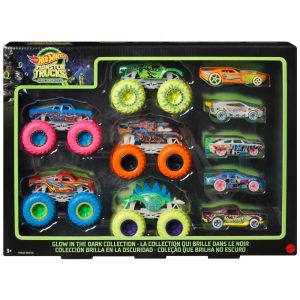 Conjunto 10 Veículos Monster Trucks e Carros Escala 1:64 para Crianças Acima de 4 Anos Hot Wheels