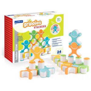 Conjunto magnético Grippies Stackers Guidecraft com 24 peças macias para construção STEM para bebês e crianças pequenas