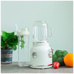 Liquidificador Mini Retrô plplaaoo Branco 350W Copo Portátil 600ml e Jarra 500ml 110V