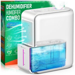 Desumidificador 2 em 1 para Quarto com 7 Cores LED 1 L Ultrassónico e Silencioso Hipilove Branco