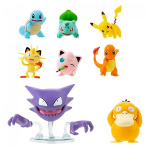 Conjunto de figuras Pokémon Battle Figure 8 Pack Jazwares 6 bonecos 5cm e 2 bonecos 75cm Kanto para batalhas e exposição