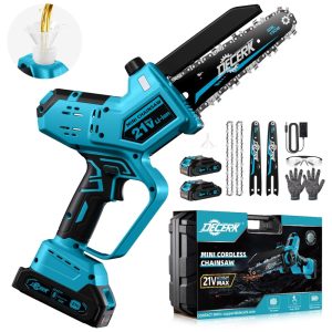 Motosserra Elétrica Portátil com Bateria Dulpa e Lubrificador Automático 700W Decerk Azul