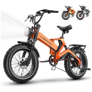 Bicicleta Elétrica Dobrável para Adultos 1000W de Pico - 2000W 35 MPH 100 Milhas Bateria Removível de 48V 25Ah Pneus Gordos de 20" x 4.0 8 Marcha