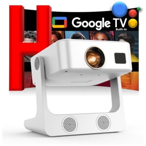 Projetor Portátil Sovboi Branco Google TV 2000 ANSI 1080P Suporte 180° 110V