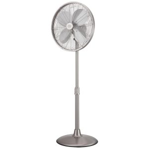 Ventilador de Pedestal Retro Oscilante de Metal com 3 Velocidades 110V  Good Housekeeping Níquel Escovado
