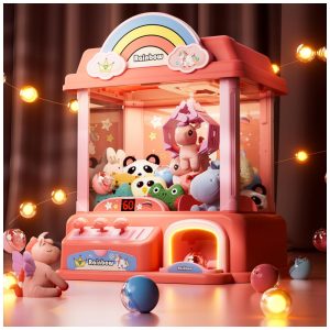 Máquina de Garra Kakamelon Infantil Unicornio Rosa com Mini Brinquedos e Música