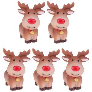 Enfeites de Natal em Resina Happyyami - Conjunto com 5 Estatuetas de Veado Trenó e Árvore de NatalHappyyami