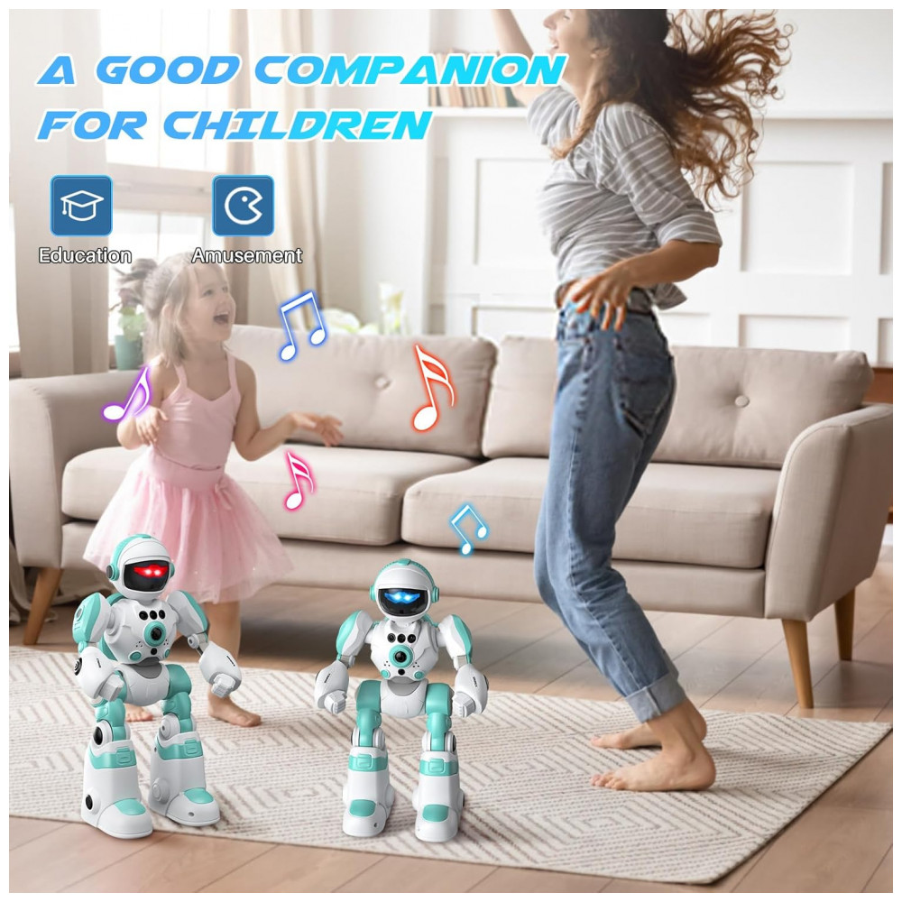 Robô Programável Azul e Branco – SIMREX, Controle Remoto, Gravação de Voz, Dança e Sensores de Gestos para Crianças - Imagem 4