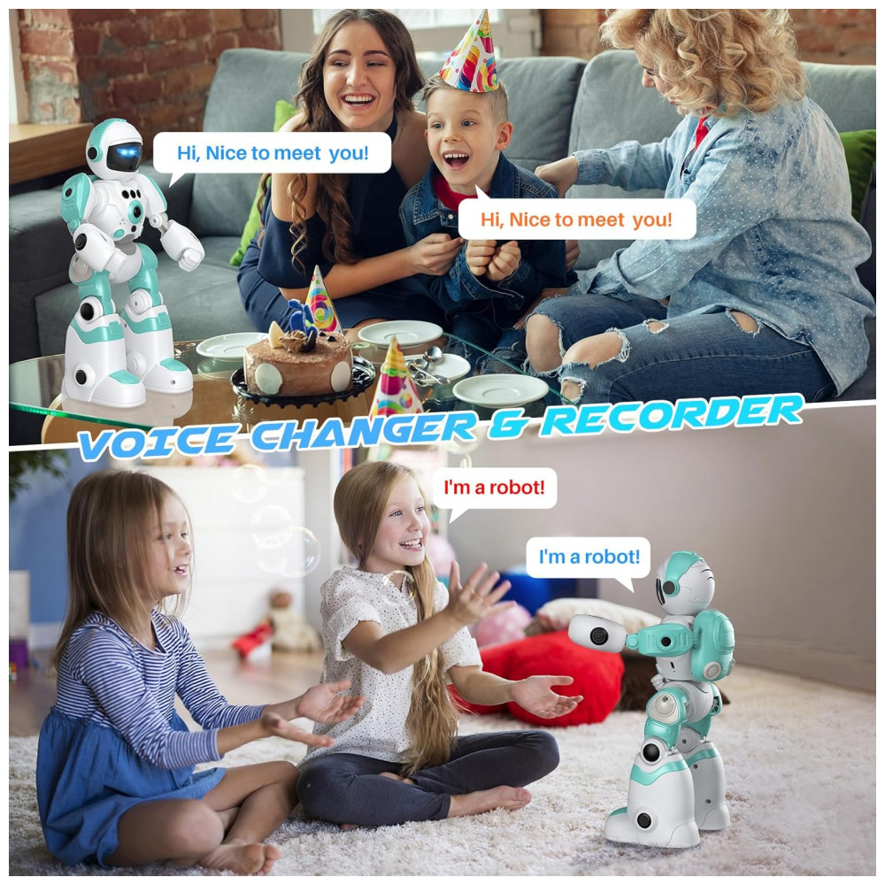 Robô Programável Azul e Branco – SIMREX, Controle Remoto, Gravação de Voz, Dança e Sensores de Gestos para Crianças - Imagem 5