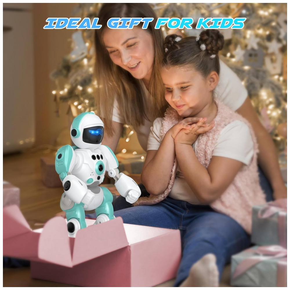 Robô Programável Azul e Branco – SIMREX, Controle Remoto, Gravação de Voz, Dança e Sensores de Gestos para Crianças - Imagem 6