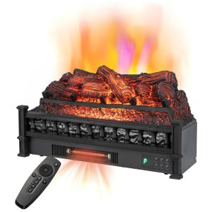 Lareira Elétrica Ecológica 26" 66cm com Controle Remoto Temporizador de 8H 5 Modos de Chama e Brilho 110V 1500W GOFLAME Preta