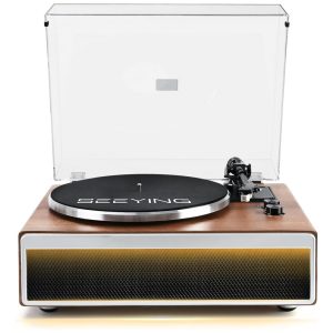 Toca-Discos de Vinil com Alto-falantes HiFi Integrados Bluetooth Belt Drive para Discos de Vinil com Cápsula Magnética Seeying