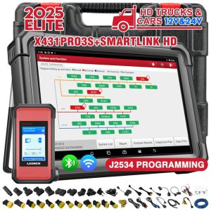 Scanner de Diagnóstico Inteligente X431 PRO3S+SMARTLINK HD para Caminhões Pesados - Tecnologia Avançada Bidirecional Diesel/Gasolina de Última GeraçãoLaunch