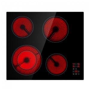 Cooktop elétrico radiant 59cm Empava 4 zonas vidro preto zona dupla 6400W 220V