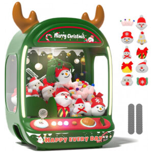Máquina de Garra de Natal Skirfy Verde para Crianças, Mini Arcade com Joystick de Cristal, Dispensador de Brinquedos de Pelúcia e Doces, 6+ Anos