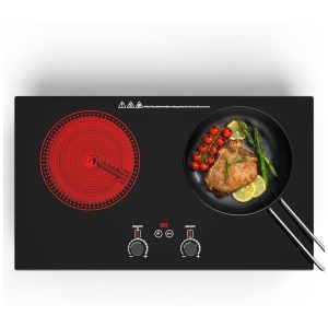 Cooktop Elétrico Portátil com 2 Bocas 11 Níveis de Potência Controle Digital Trava para Crianças e Temporizador 110V 2400W Wesonorous Preto