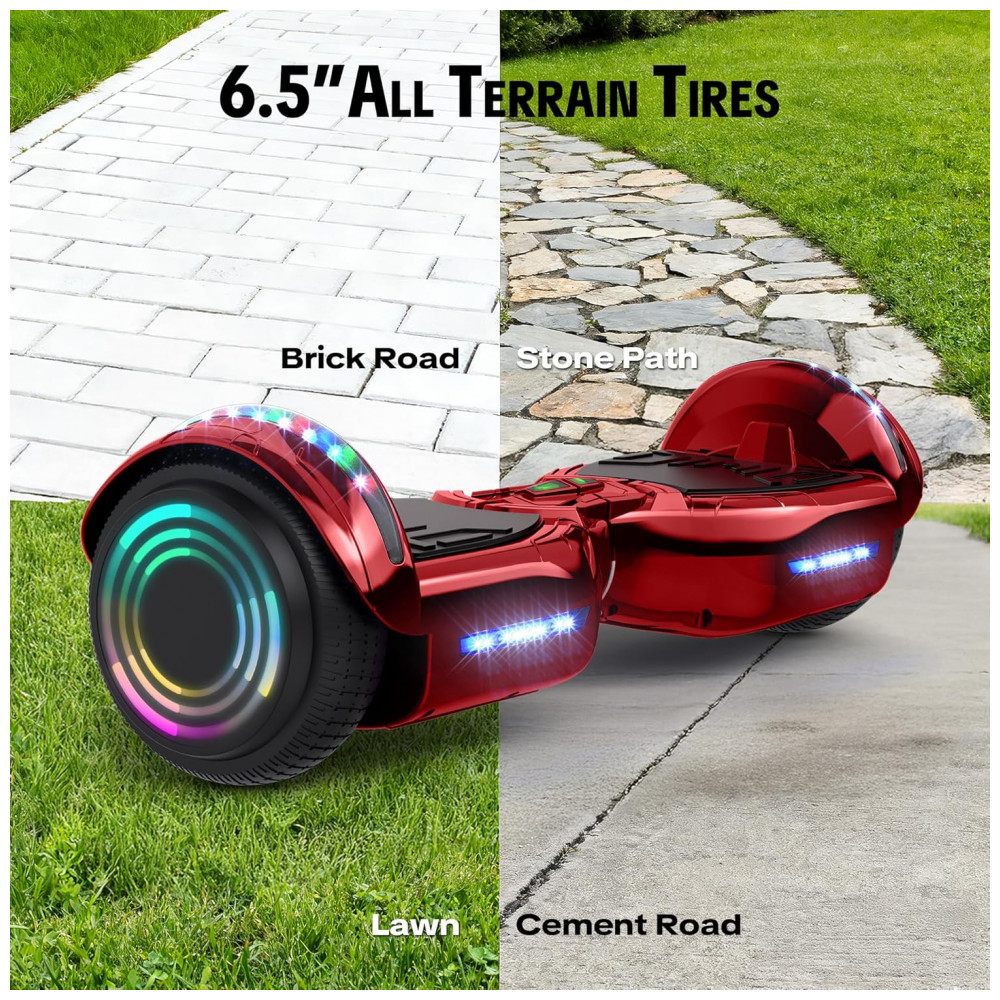 Hoverboard Hoverstar Cromo Vermelho com Bluetooth e Rodas LED – Crianças e Adolescentes - Imagem 6