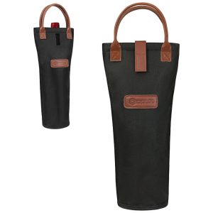 Bolsa Térmica para 1 Garrafa de Vinho OPUX Ideal para Picnic Praia e Presentes - Portátil e Resistente Perfeita para Amantes de Vinho - Preta