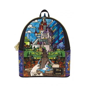 Mochila Escolar Infantil Loungefly Disney Bela e a Fera para Crianças a Partir de 6 Anos Preta