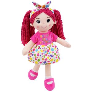 Sophie a Melhor Irmã Mais Velha: Boneca de Pelúcia Fofa e Macia June Garden para Presentear Meninas - Boneca Huggable Rag Doll Rosa M