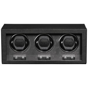 Caixa Estojo Rotativo Automático para Relógios 3 Lugares ROTHWELL Preto e Cinza