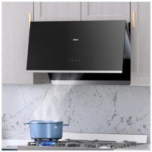 Coifa de parede ou depurador 76cm Robam preto vidro temperado motor brushless sucção 850 CFM filtro lavável toque 110V